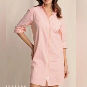 Southern Tide Cam Stripe Poplin Dress in Conch Shell Small NEW Preppy Coastal